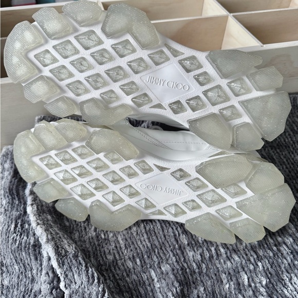 Women's Jimmy Choo Diamond X Crystal White Calf Leather Sneakers - Picture 6 of 11